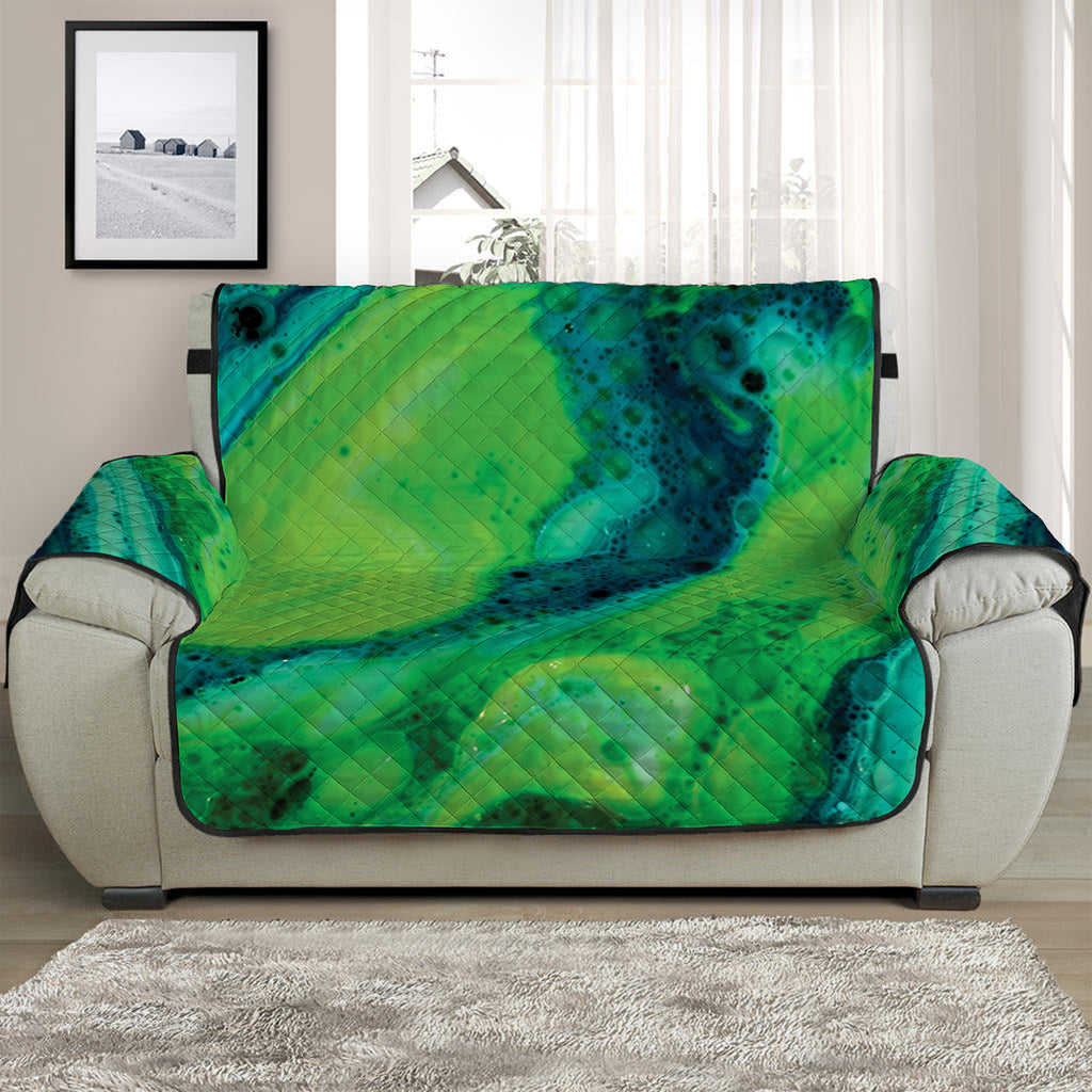 Turquoise And Green Acid Melt Print Half Sofa Protector