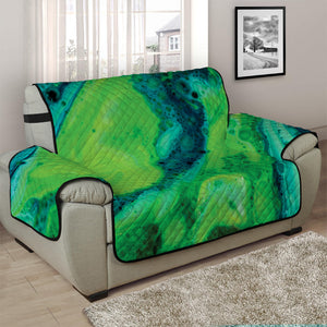 Turquoise And Green Acid Melt Print Half Sofa Protector