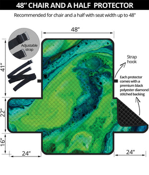 Turquoise And Green Acid Melt Print Half Sofa Protector