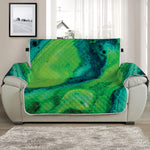 Turquoise And Green Acid Melt Print Half Sofa Protector