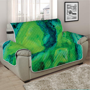 Turquoise And Green Acid Melt Print Half Sofa Protector