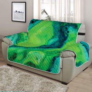 Turquoise And Green Acid Melt Print Half Sofa Protector