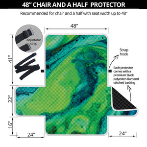 Turquoise And Green Acid Melt Print Half Sofa Protector