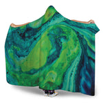 Turquoise And Green Acid Melt Print Hooded Blanket