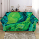 Turquoise And Green Acid Melt Print Loveseat Slipcover