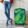 Turquoise And Green Acid Melt Print Luggage Cover