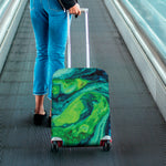 Turquoise And Green Acid Melt Print Luggage Cover