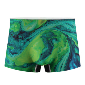 Turquoise And Green Acid Melt Print Men's Boxer Briefs