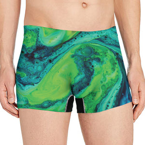 Turquoise And Green Acid Melt Print Men's Boxer Briefs