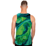 Turquoise And Green Acid Melt Print Men's Tank Top