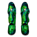 Turquoise And Green Acid Melt Print Muay Thai Shin Guards