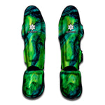 Turquoise And Green Acid Melt Print Muay Thai Shin Guard