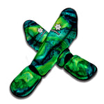 Turquoise And Green Acid Melt Print Muay Thai Shin Guard