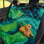 Turquoise And Green Acid Melt Print Pet Car Back Seat Cover