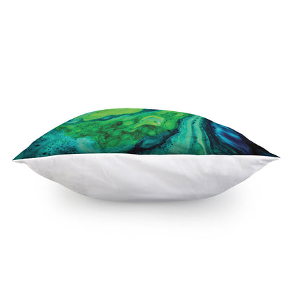 Turquoise And Green Acid Melt Print Pillow Cover