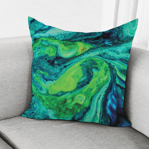 Turquoise And Green Acid Melt Print Pillow Cover