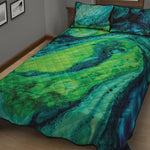 Turquoise And Green Acid Melt Print Quilt Bed Set