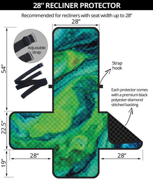 Turquoise And Green Acid Melt Print Recliner Protector