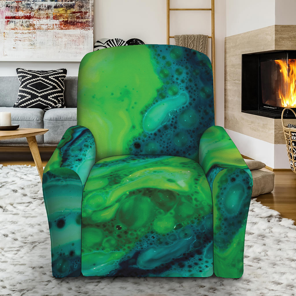 Turquoise And Green Acid Melt Print Recliner Slipcover