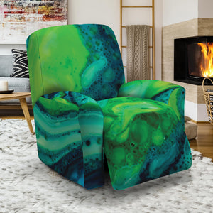 Turquoise And Green Acid Melt Print Recliner Slipcover