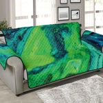 Turquoise And Green Acid Melt Print Sofa Protector