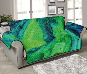 Turquoise And Green Acid Melt Print Sofa Protector