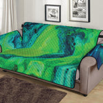 Turquoise And Green Acid Melt Print Sofa Protector