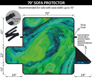 Turquoise And Green Acid Melt Print Sofa Protector