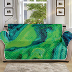 Turquoise And Green Acid Melt Print Sofa Protector