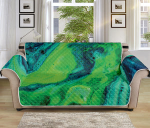 Turquoise And Green Acid Melt Print Sofa Protector