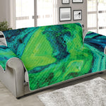 Turquoise And Green Acid Melt Print Sofa Protector