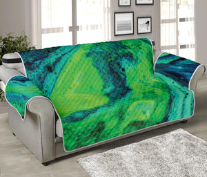 Turquoise And Green Acid Melt Print Sofa Protector