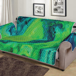 Turquoise And Green Acid Melt Print Sofa Protector