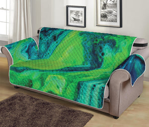 Turquoise And Green Acid Melt Print Sofa Protector