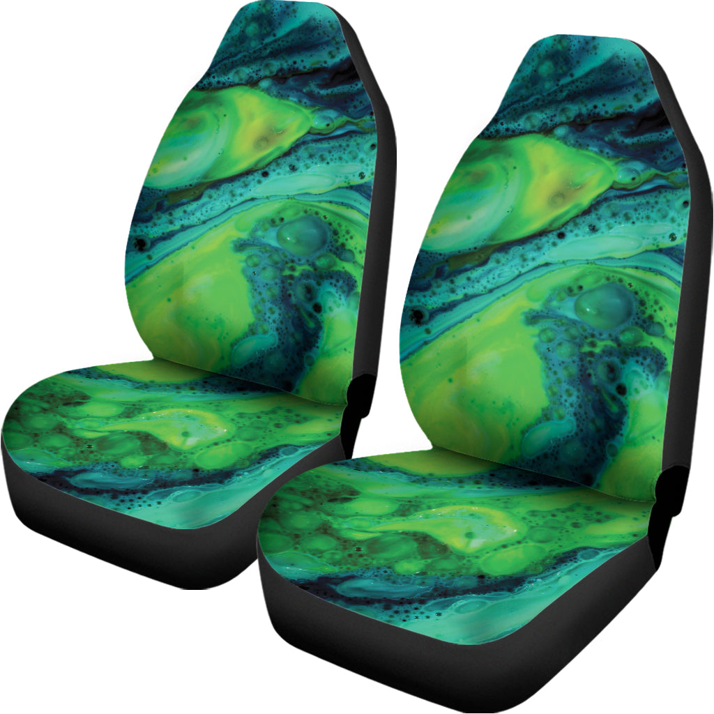 Turquoise And Green Acid Melt Print Universal Fit Car Seat Covers