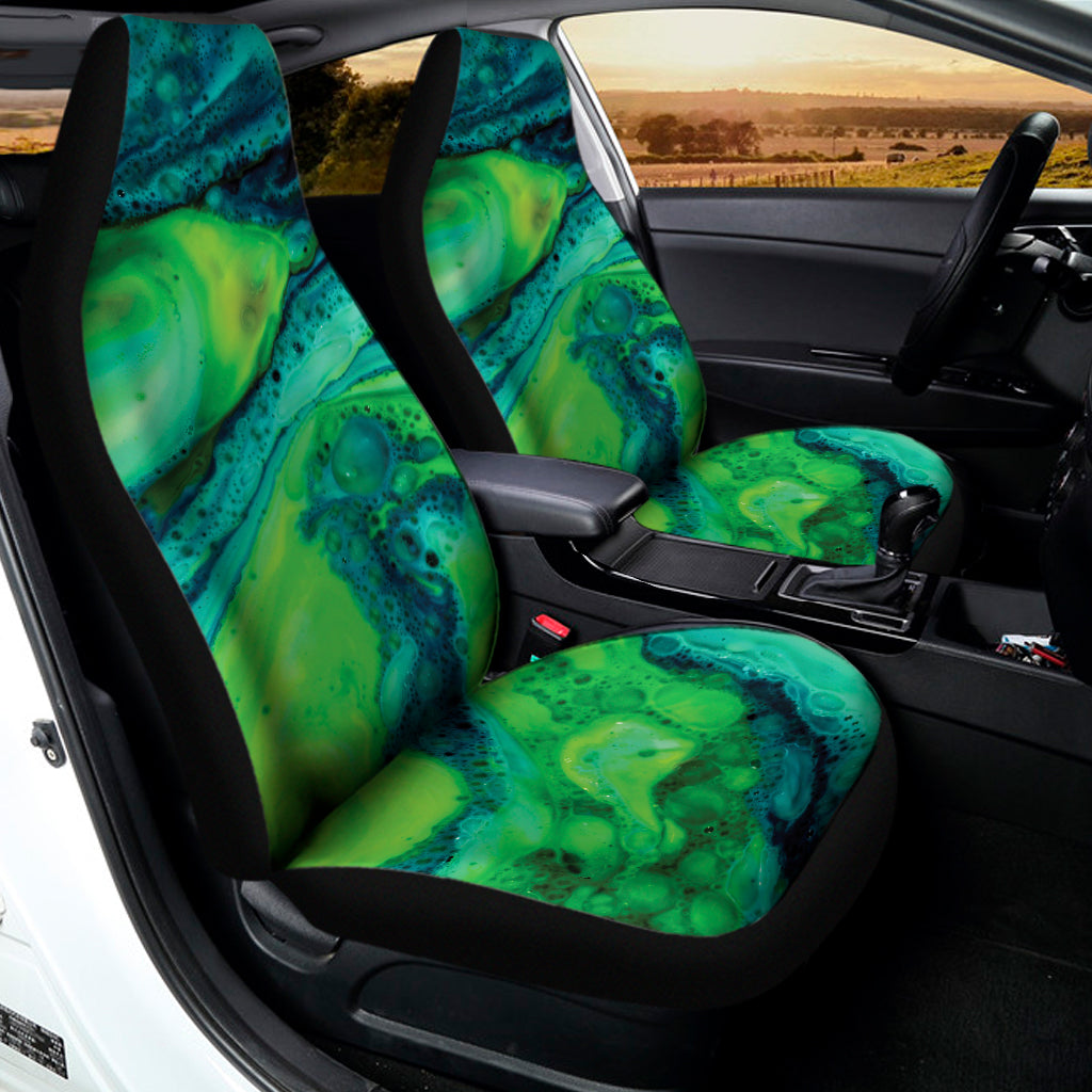 Turquoise And Green Acid Melt Print Universal Fit Car Seat Covers