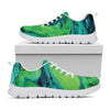 Turquoise And Green Acid Melt Print White Sneakers