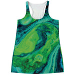 Turquoise And Green Acid Melt Print Women's Racerback Tank Top