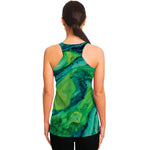 Turquoise And Green Acid Melt Print Women's Racerback Tank Top