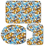 Turquoise And Orange Butterfly Print 3 Piece Bath Mat Set