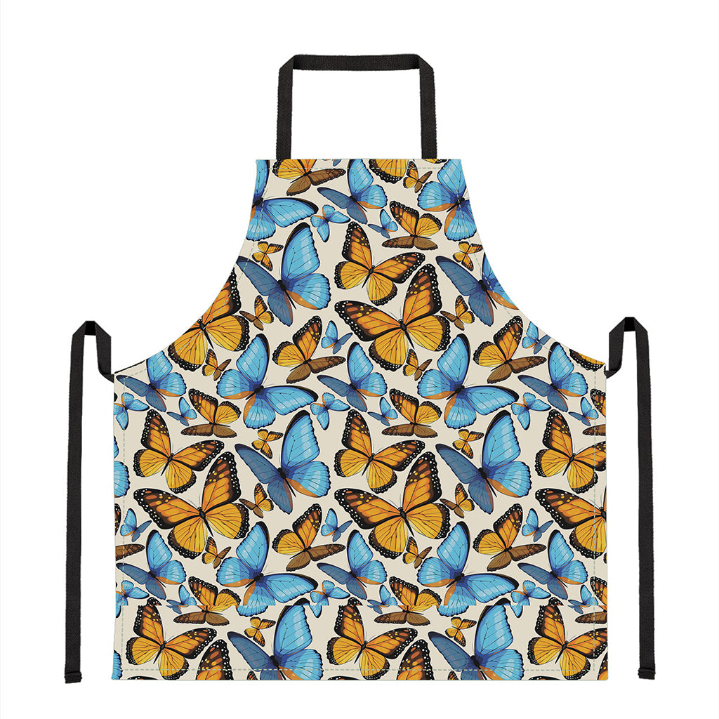 Turquoise And Orange Butterfly Print Apron