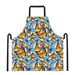 Turquoise And Orange Butterfly Print Apron