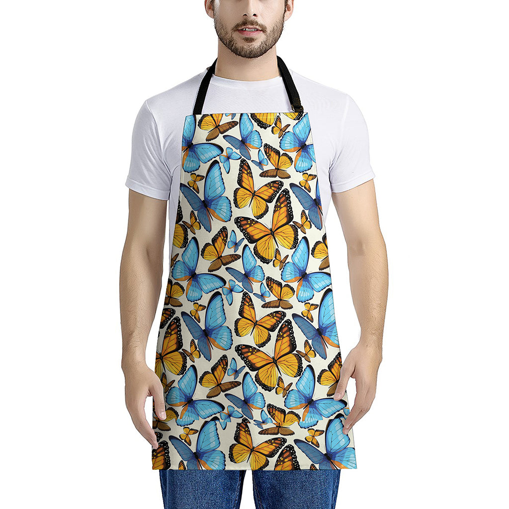 Turquoise And Orange Butterfly Print Apron