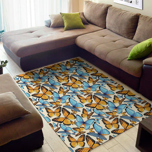 Turquoise And Orange Butterfly Print Area Rug