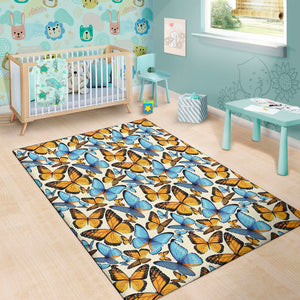 Turquoise And Orange Butterfly Print Area Rug