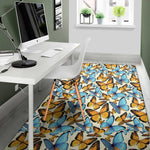 Turquoise And Orange Butterfly Print Area Rug