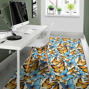 Turquoise And Orange Butterfly Print Area Rug