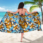 Turquoise And Orange Butterfly Print Beach Sarong Wrap