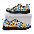 Turquoise And Orange Butterfly Print Black Running Shoes