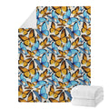 Turquoise And Orange Butterfly Print Blanket